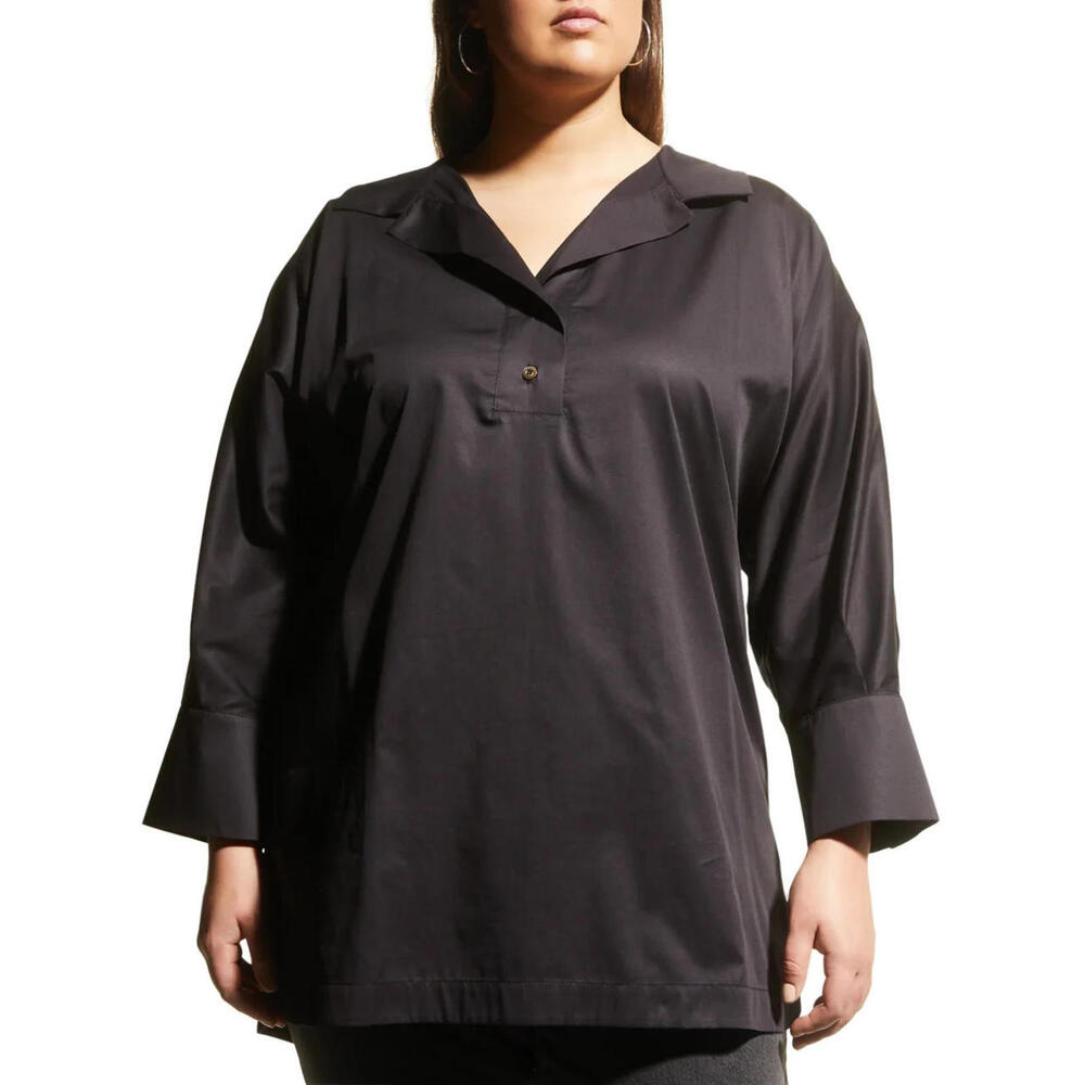 Harshman Avisa Collared Popover Tunic in Black Size 3X - Picture 3 of 3